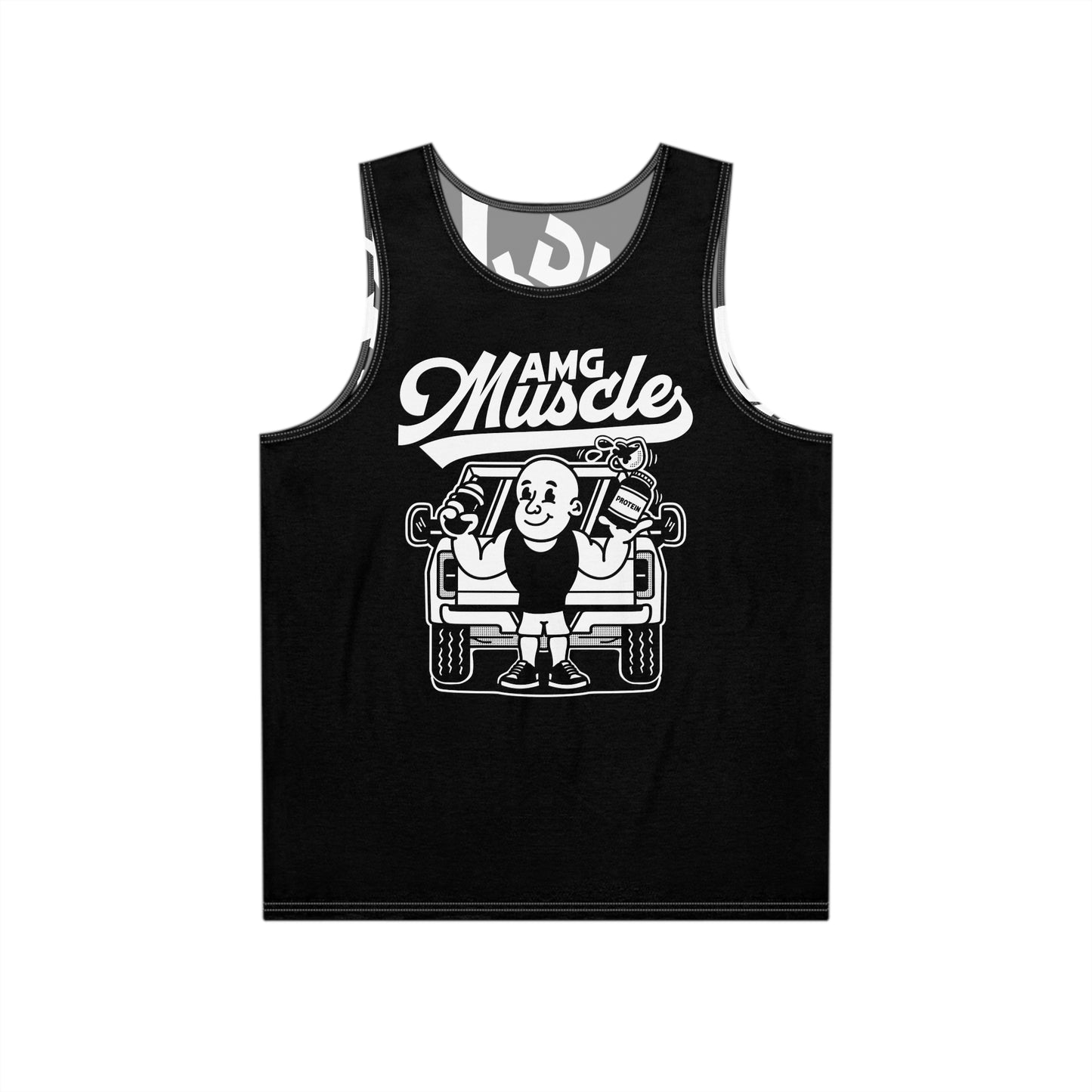 AMG Muscle Tank - Black & White cartoon throwback