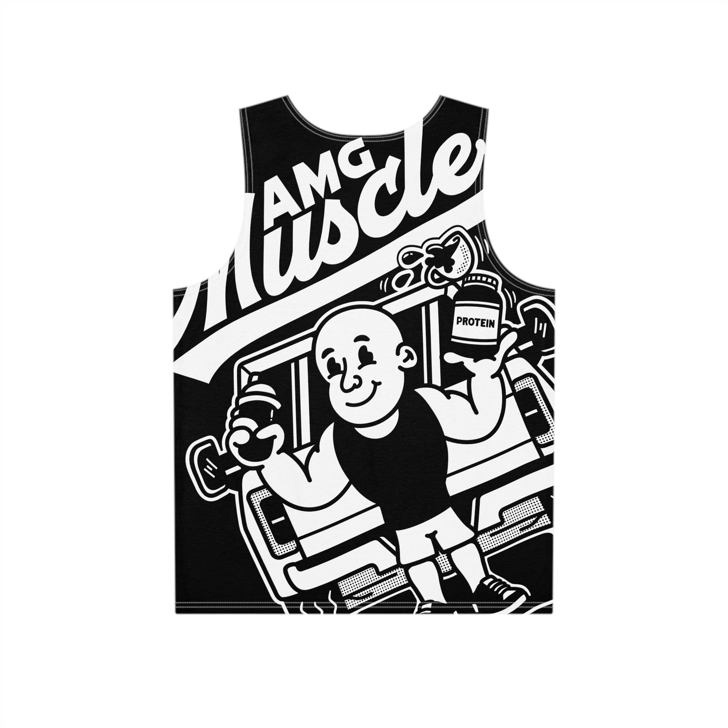 AMG Muscle Tank - Black & White cartoon throwback